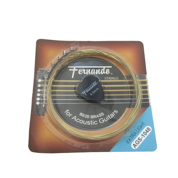 Fernando AGS-1048 Acoustic Guitar Steel Strings Set with Pick (Gauge Extra Light 10-48)