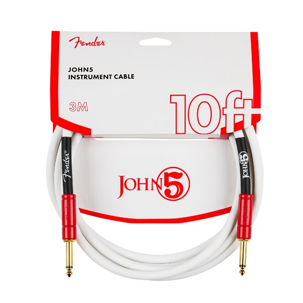 Fender John 5 Signature 10ft Instrument Cable (White and Red)