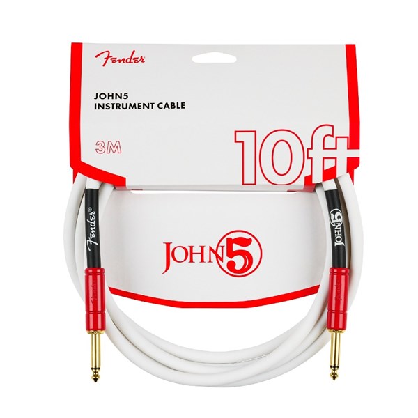 Fender John 5 Signature 10ft Instrument Cable (White and Red)