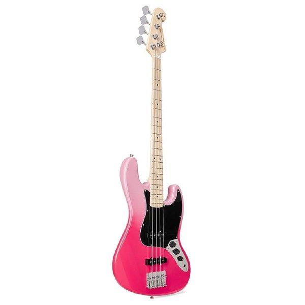 SX SBM1/PT Jazz Bass Guitar with Bag (Pink Twilight)