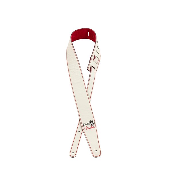 Fender John 5 Leather Guitar Strap - White and Red (990650109)