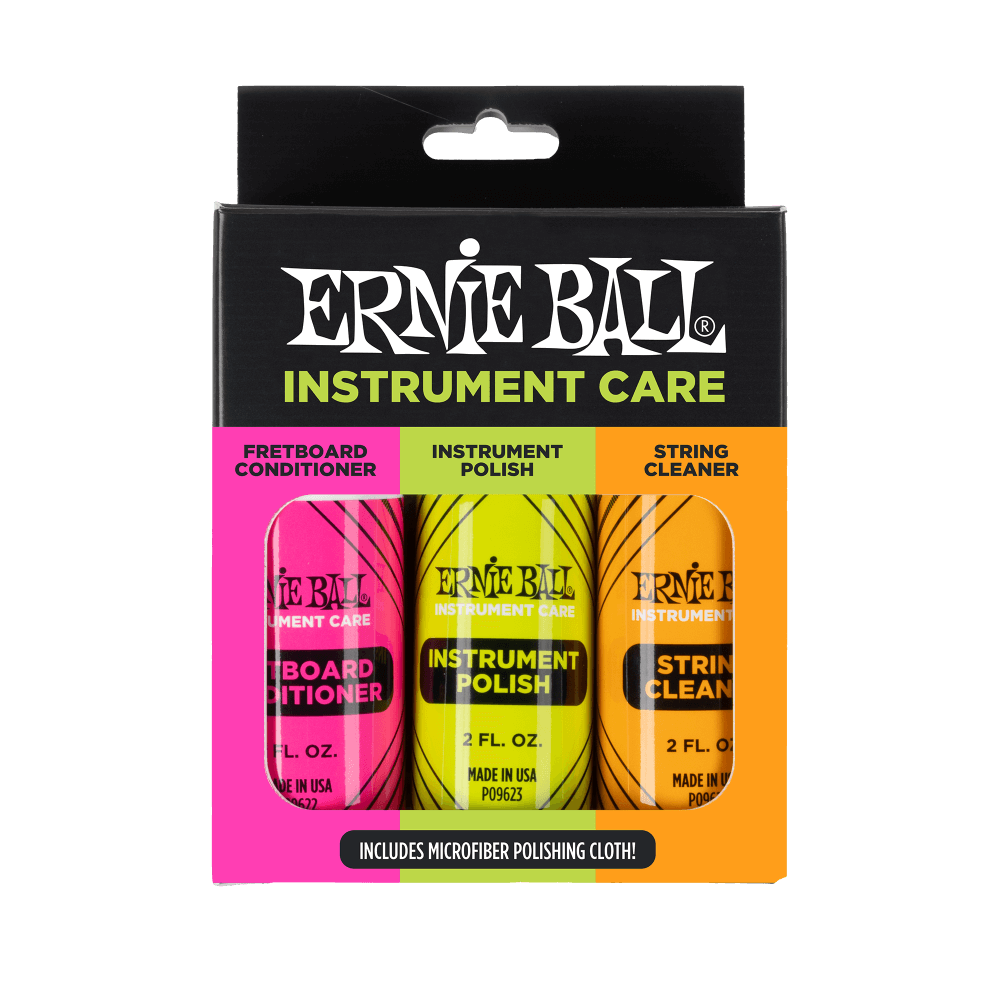 Ernie Ball 4225 Instrument Care 3-pack with Microfiber Polish Cloth 2 oz
