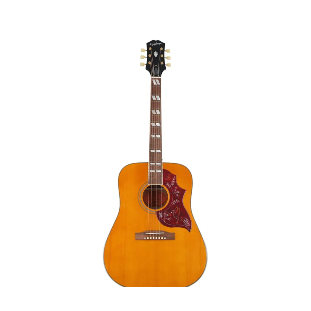 Epiphone Hummingbird Acoustic Guitar - All Solid Wood / Fishman Sonitone / Aged Natural Antique Gloss (IGMTHUMANAGH1)
