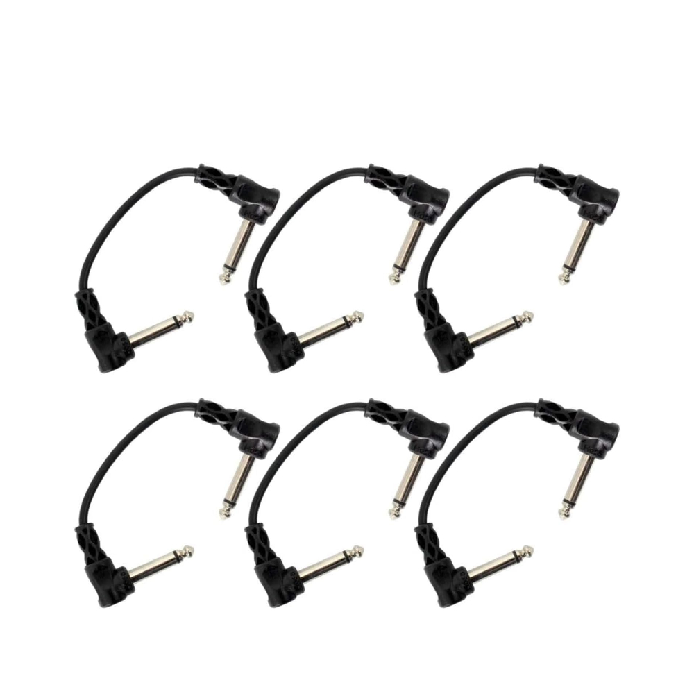 Hosa CFS-606 1/4-inch TS Male Angled to Same Molded Guitar Patch Cables - 6 ft (6-Pack)