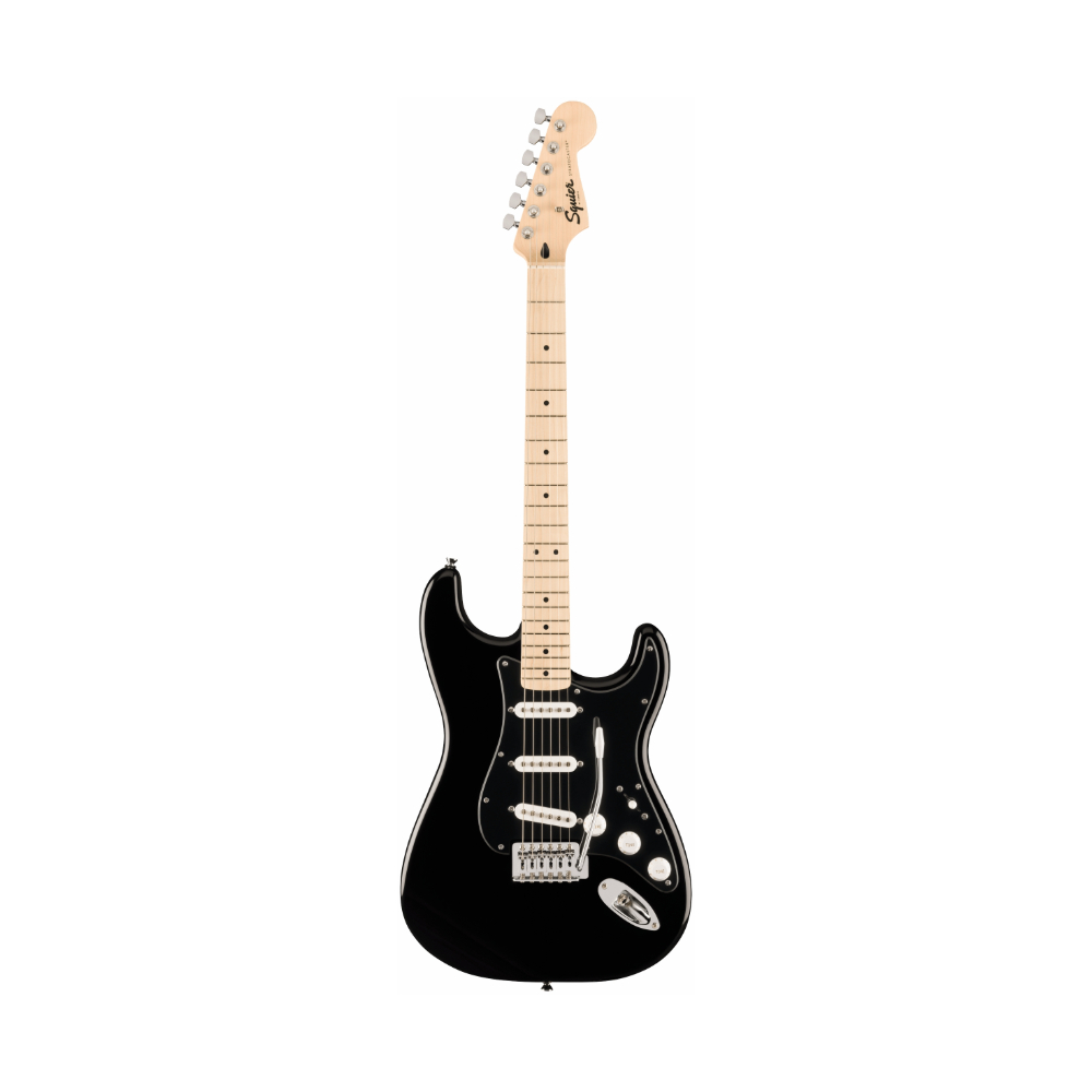 Squier FSR Sonic Stratocaster - Maple Fingerboard / Black Pickguard / White Plastic Parts - Black (373154506)