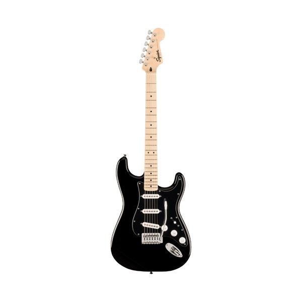 Squier FSR Sonic Stratocaster - Maple Fingerboard, Black Pickguard,  White Plastic Parts, Black (373154506)