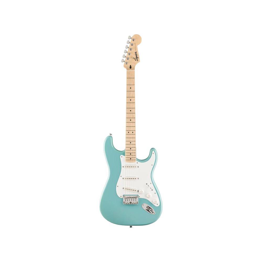 Squier FSR Sonic Stratocaster HT Electric Guitar w/White Pickguard / Maple FB / Tropical Turquoise (373252597)