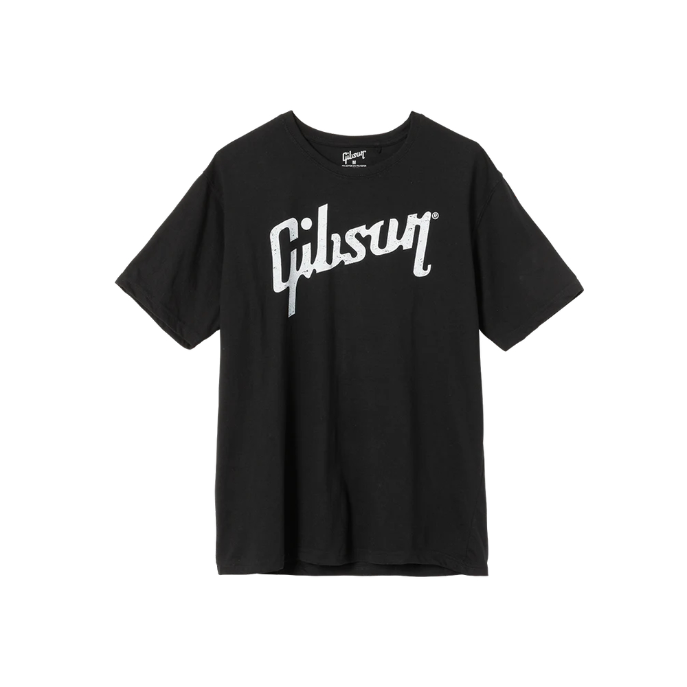 Gibson Distressed Logo Tee (GA-BLKTLG) - Black / Large