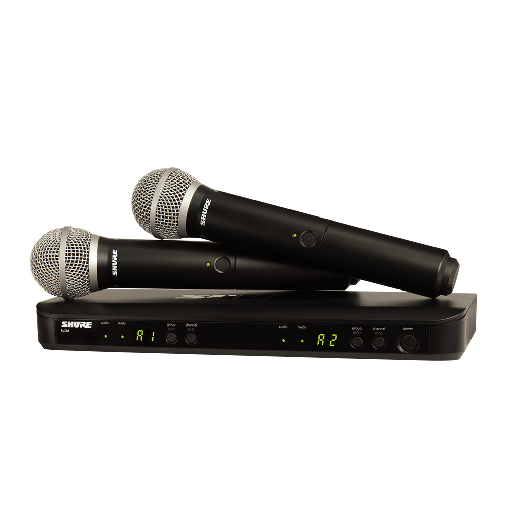 Shure BLX288/PG58 Dual Channel Wireless Handheld Microphone System (K3E: 606-630MHz)