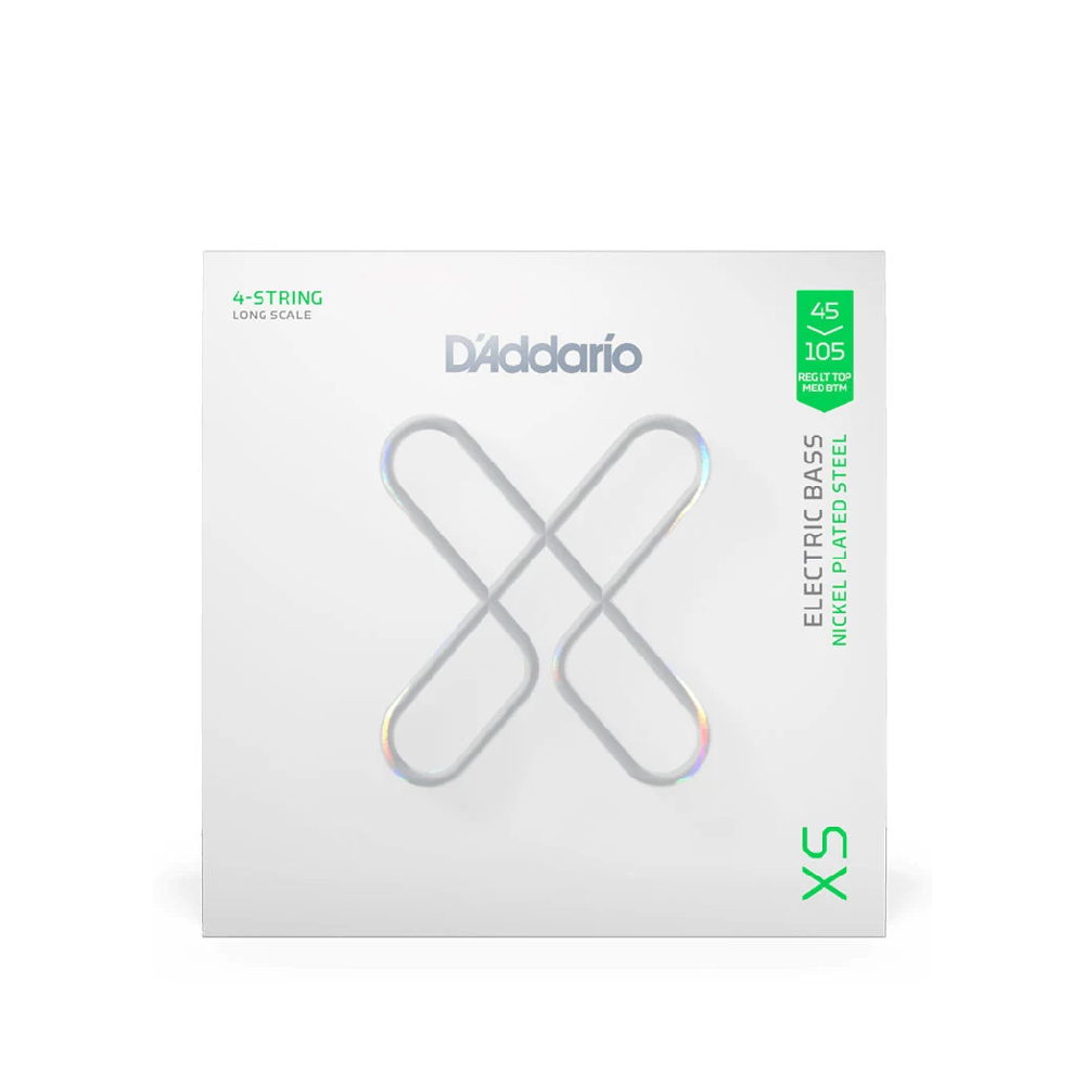 D'Addario XSB45105 XS Nickel Electric Bass Guitar Strings (.045-.105 Light Top/Medium Bottom)