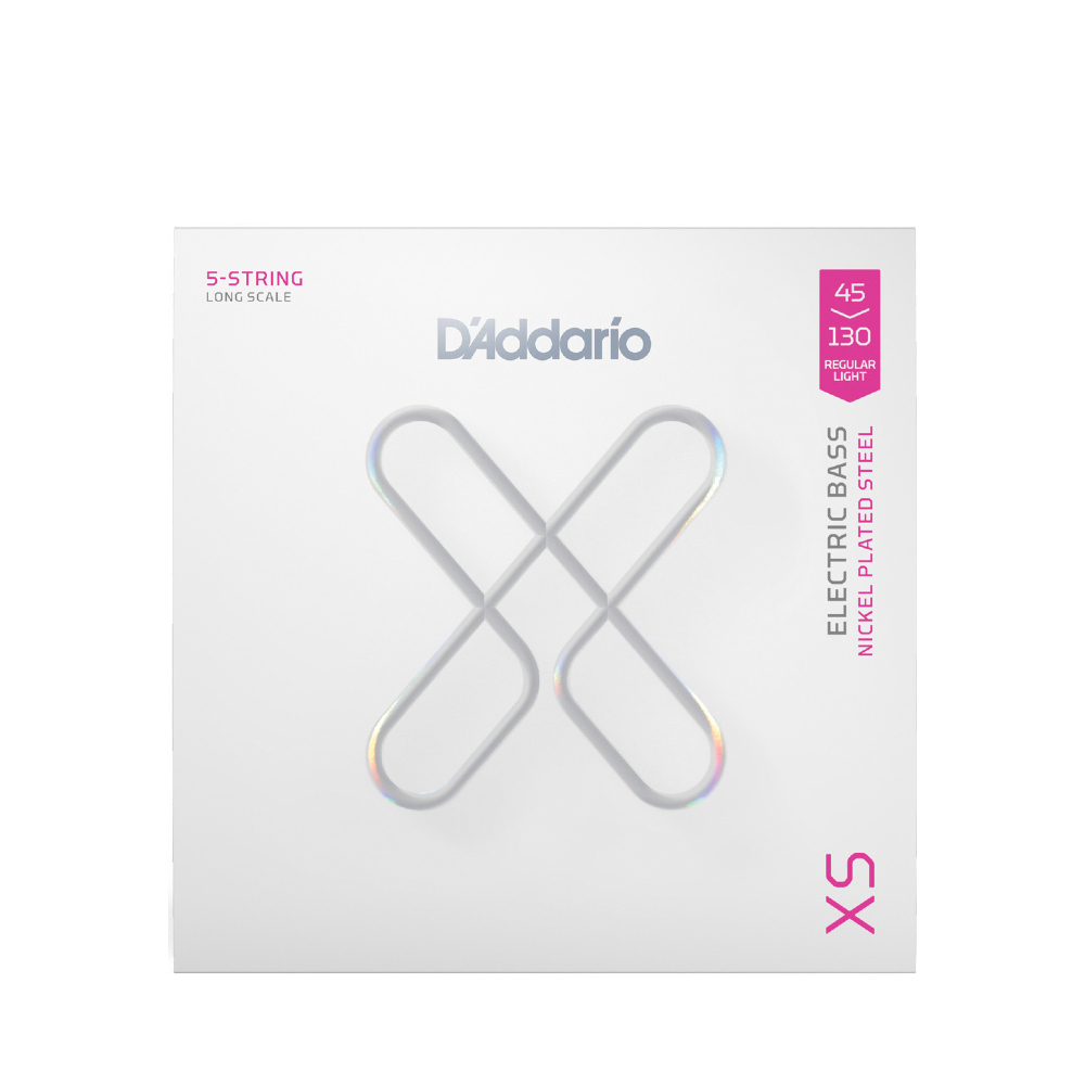 D'Addario XSB45130 XS Nickel 5-string Electric Bass Guitar Strings (.045-.130 Regular Light)