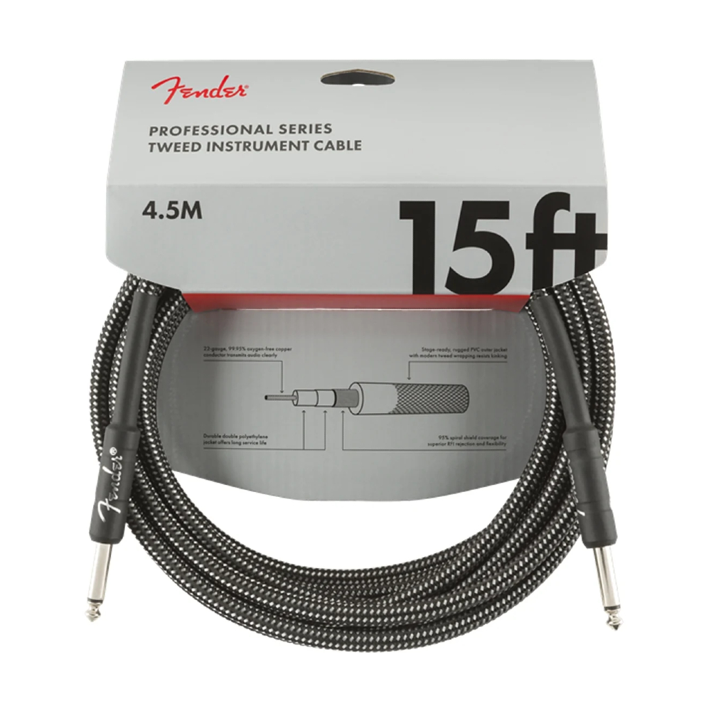 Fender Professional Series 15-foot Instrument Cable - Gray Tweed (990820065)