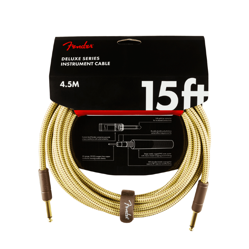 Fender Deluxe Series 15-foot Instrument Cable - Tweed (990820084)