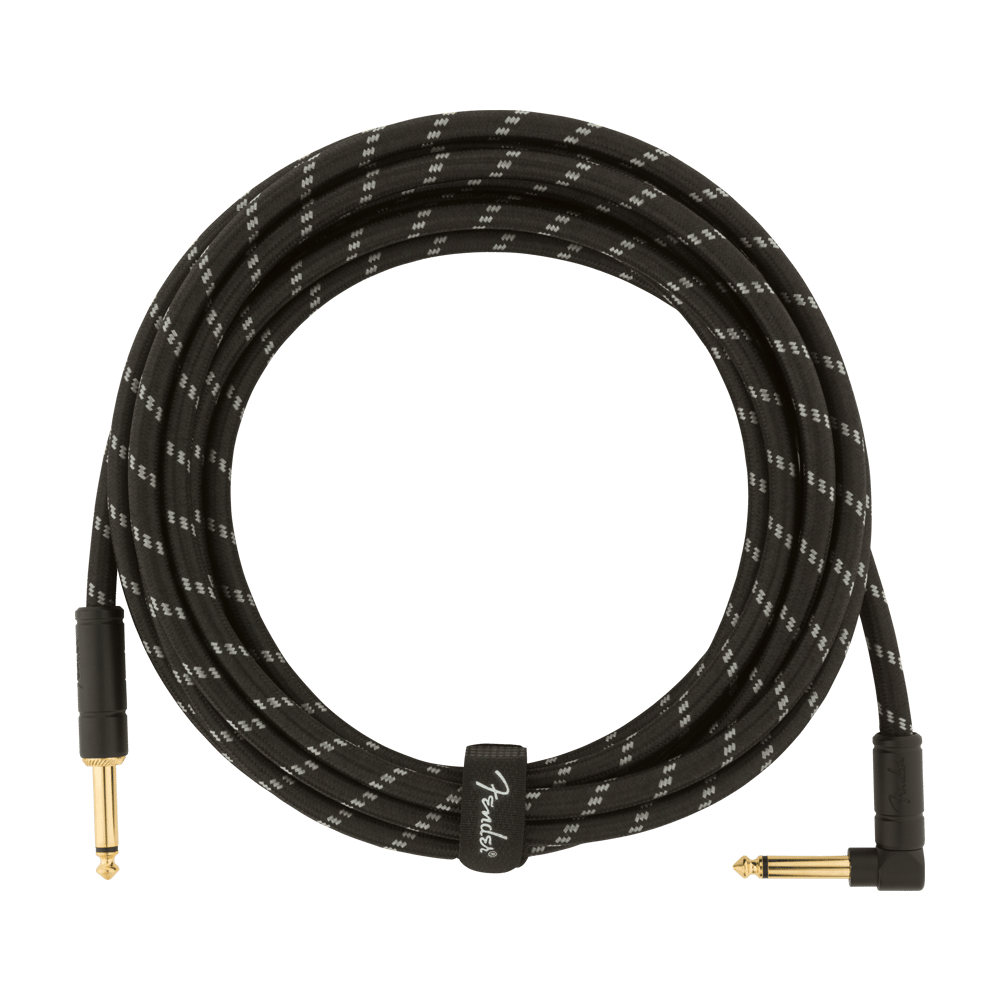 Fender Deluxe Series 15-foot Instrument Cable, Straight/Angle - Black Tweed (990820085)